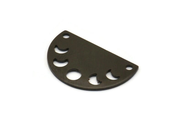 Siyah Ay Tılsımı, 2 Delikli 10 Oksitlenmiş Siyah Pirinç Ay Evreleri Tılsımı (22x14x0,80 mm) M01553