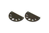Siyah Ay Tılsımı, 2 Delikli 10 Oksitlenmiş Siyah Pirinç Ay Evreleri Tılsımı (22x14x0,80 mm) M01553