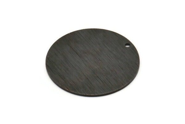 Siyah Yuvarlak Charm, 1 Delikli 2 Dokulu Oksitlenmiş Siyah Pirinç Damgalama Boşluğu, Damgalama Etiketleri (30x0,80 mm) M01502
