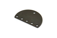 Yarım Daire Charm, 6 Delikli 8 Oksitlenmiş Siyah Pirinç Yarım Ay Bağlantı Parçası (22x14x0,80 mm) M01548