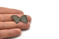 Yarım Daire Charm, 6 Delikli 8 Oksitlenmiş Siyah Pirinç Yarım Ay Bağlantı Parçası (22x14x0,80 mm) M01548
