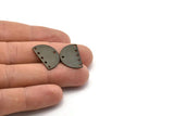 Yarım Daire Charm, 6 Delikli 8 Oksitlenmiş Siyah Pirinç Yarım Ay Bağlantı Parçası (22x14x0,80 mm) M01548