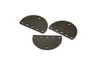 Yarım Daire Charm, 6 Delikli 8 Oksitlenmiş Siyah Pirinç Yarım Ay Bağlantı Parçası (22x14x0,80 mm) M01548