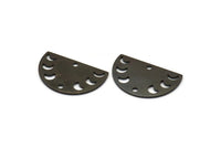 Siyah Ay Tılsımı, 2 Delikli 10 Oksitlenmiş Siyah Pirinç Ay Evreleri Tılsımı (22x14x0,80 mm) M01549