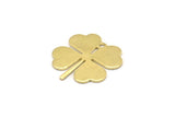 Brass Leaf Charm, 8 Raw Brass Four Leaf Clover Charms With 1 Hole, Charm Earrings (22x20x0.80mm) A2251