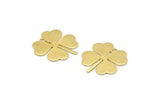 Brass Leaf Charm, 8 Raw Brass Four Leaf Clover Charms With 1 Hole, Charm Earrings (22x20x0.80mm) A2251