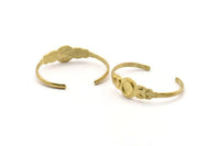 Brass Moon Cuff, Raw Brass Moon Phases Bracelet Stone Setting With 1 Pad - Pad Size 10mm N1777