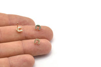 Gold Horseshoe Earring, 4 Gold Plated Brass Horseshoe Shaped Stud Earrings (6x6mm) SY0209