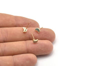 Gold Moon Earring, 4 Gold Plated Brass Crescent Moon Stud Earrings (6x4mm) SY0214