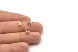Gold Moon Earring, 4 Gold Plated Brass Crescent Moon Stud Earrings (6x4mm) SY0214