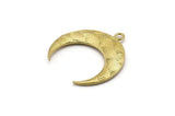 Brass Moon Charm, Raw Brass Textured Horn Charms, Pendant, Jewelry Finding (36x10.80x3.40mm) N0236