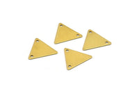Tiny Brass Triangle, 250 Raw Brass Triangle Charms with 2 Holes (12x14mm)  A0014