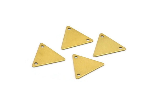 Tiny Brass Triangle, 250 Raw Brass Triangle Charms with 2 Holes (12x14mm)  A0014
