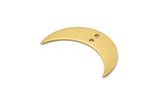 Brass Crescent Charm, 10 Raw Brass Moons With 2 Holes (30x8x0.80mm) D0057