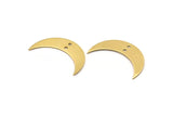 Brass Crescent Charm, 10 Raw Brass Moons With 2 Holes (30x8x0.80mm) D0057