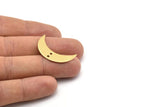 Brass Crescent Charm, 10 Raw Brass Moons With 2 Holes (30x8x0.80mm) D0057