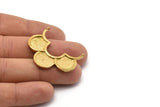 Brass Flower Pendant, 2 Raw Brass  Half Flower Textured Pendants With 2 Loops, Earrings, Charms (39x13x1.7mm) BS 1957
