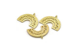 Brass Charm, 4 Raw Brass, Brass Pendants, Charm Pendants, Brass Semi Circle Charms With 1 Loop (24x18x1.2mm) N1473