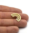 Brass Charm, 4 Raw Brass, Brass Pendants, Charm Pendants, Brass Semi Circle Charms With 1 Loop (24x18x1.2mm) N1473