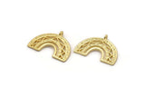 Gold Charm, 2 Gold Plated Brass, Gold Pendants, Charm Pendants, Gold Semi Circle Charms With 1 Loop (24x18x1.2mm) N1473
