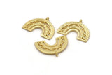 Gold Charm, 2 Gold Plated Brass, Gold Pendants, Charm Pendants, Gold Semi Circle Charms With 1 Loop (24x18x1.2mm) N1473