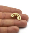 Gold Charm, 2 Gold Plated Brass, Gold Pendants, Charm Pendants, Gold Semi Circle Charms With 1 Loop (24x18x1.2mm) N1473
