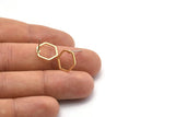 Brass Hexagon Earring, 12 Raw Brass Hexagon Stud Earrings (12mm) BS 1221 A1134
