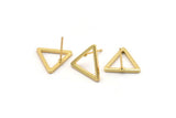 Gold Triangle Earring, 6 Gold Plated Brass Triangle Stud Earrings (15mm) D0107 A1126 H0025