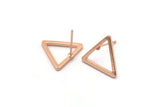 Rose Gold Triangle Earring, 6 Rose Gold Plated Brass Triangle Stud Earrings (15mm) D0107 A1126 H0025