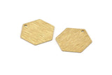 Brass Hexagon Charm, 12 Raw Brass Textured Hexagon Stamping Blanks With 1 Hole (17x0.60mm) D878