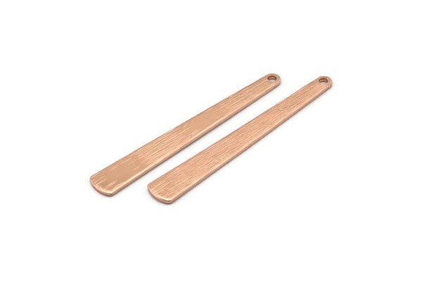 Rose Gold Necklace Bar, 4 Rose Gold Plated Brass Textured Bar Charms With 1 Hole, Earrings, Pendants (43x6x0.80mm) D0795 H0960