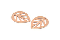 Rose Gold Leaf Charm, 2 Rose Gold Plated Brass Leaf Charms With 1 Hole, Earrings, Pendants, Findings (30x24x0.80mm) D956 Q0863
