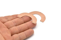 U Shaped Charm, 4 Rose Gold Plated Brass Hammered U Shaped Connectors With 7 Holes, Earrings, Pendants, Findings (43x23x0.50mm) D0717 Q0768