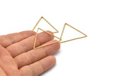 Brass Triangle Charm, 24 Raw Brass Open Triangle Ring Charms (38x1mm) D0544