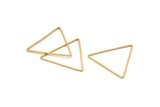 Brass Triangle Charm, 24 Raw Brass Open Triangle Ring Charms (34x1mm) D0543