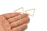 Brass Triangle Charm, 24 Raw Brass Open Triangle Ring Charms (34x1mm) D0543