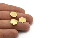 Gold Honeycomb Pendant, 12 Gold Plated Brass Hexagon Stamping Blank Tag, Charms (12mm) Brs 4090d A0157 Q0382
