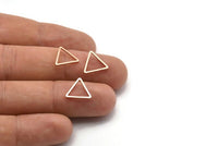 Gül Altın Üçgen Charm, 24 Gül Altın Kaplama Pirinç Açık Üçgen Yüzük Charm (12x0,8 mm) BS 1022 Q0609