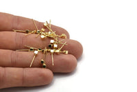 Gold Square Cube Earring, 10 Gold Plated Brass Cube Stud Earrings (3x3mm) D147 A1283