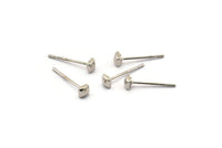 Silver Cube Earring, 10 Silver Tone Brass Square Cube Stud Earrings (3x1.5mm) D1409 A1395