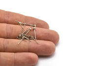 Silver Cube Earring, 10 Silver Tone Brass Square Cube Stud Earrings (3x1.5mm) D1409 A1395