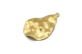 Brass Drop Charm, 12 Raw Brass Wavy Drop Charms With 1 Loop, Earrings, Findings (33x21x0.40mm) D0560