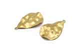 Brass Drop Charm, 12 Raw Brass Wavy Drop Charms With 1 Loop, Earrings, Findings (33x21x0.40mm) D0560