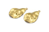 Brass Drop Charm, 12 Raw Brass Wavy Drop Charms With 1 Loop, Earrings, Findings (33x21x0.40mm) D0560