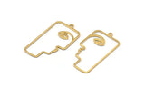 Brass Face Charm, 10 Raw Brass Face Shaped Charms With 1 Loop (40x22x1mm) D0558