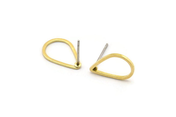 Brass Drop Earring, 12 Raw Brass Drop Stud Earrings (15x10mm) BS 1133 A1133