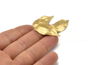 Brass Leaf Charm, 24 Raw Brass Leaf Charms With 1 Hole, Earrings (35x16x0.40mm) D0572