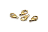 Brass Parrot Clasp, 12 Raw Brass Lobster Claw Clasps (19x10mm) D0571