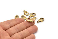 Brass Parrot Clasp, 12 Raw Brass Lobster Claw Clasps (19x10mm) D0571
