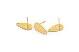 Gold Drop Earring, 6 Gold Plated Brass Drop Stud Earrings With 1 Hole (14x7x0.80mm) M449 A1992